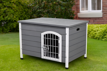 31" Wooden Dog Cage Kennel – Decorative Indoor Dog Crate with Wire Door & Lock - Bdba PK