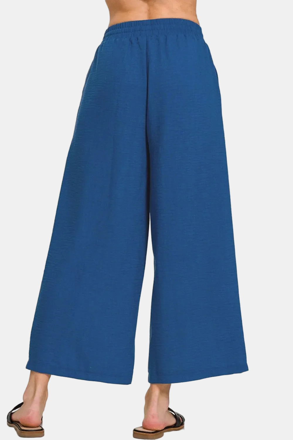 Woven Crepe Elastic Band Waist Cropped Pants / FUCHSIA