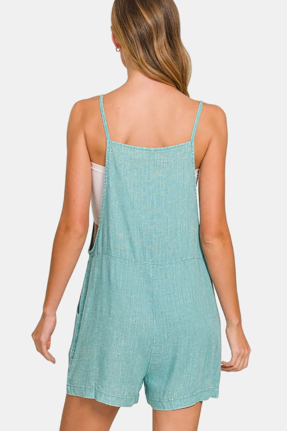 Washed Linen Knot Strap Romper / LAVENDER