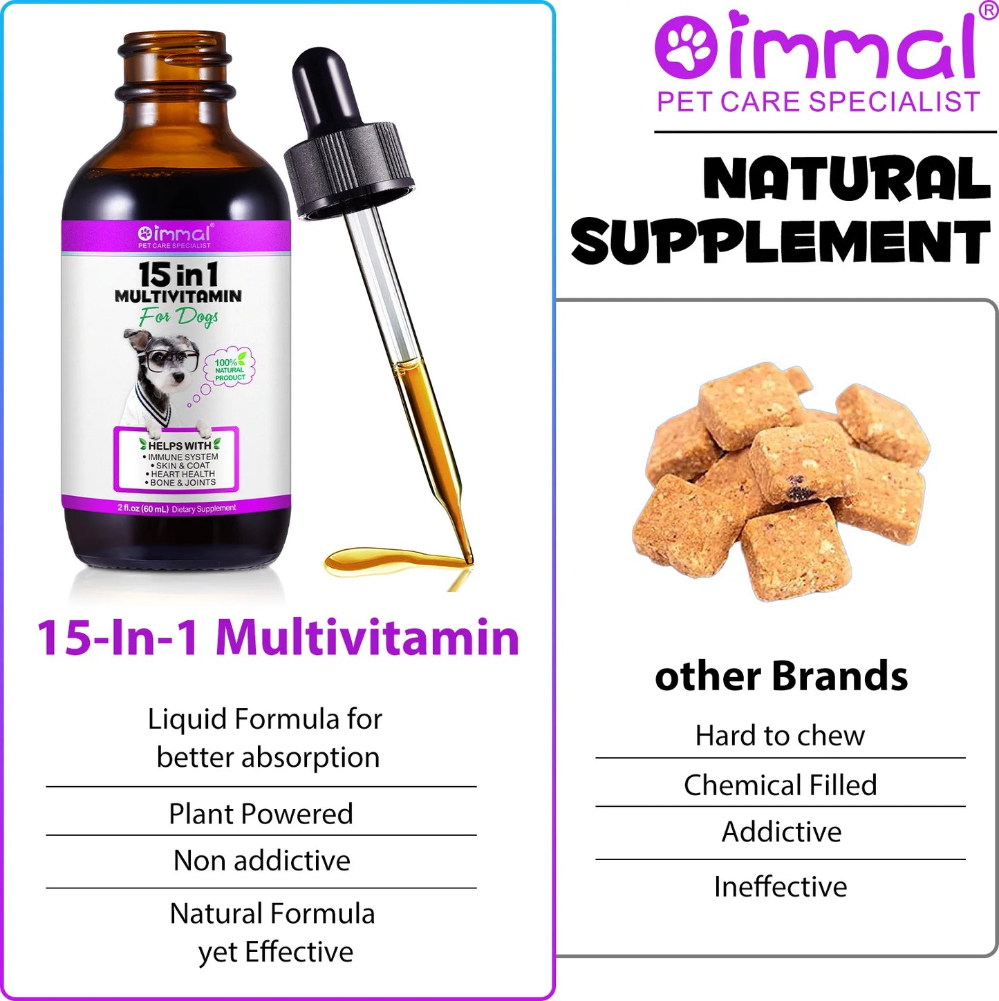 15 in 1 Multivitamin for Dog Helps with Immune System Skin & Coat Health Heart Health Support Bone & Joints Dogs Enjoy The Taste