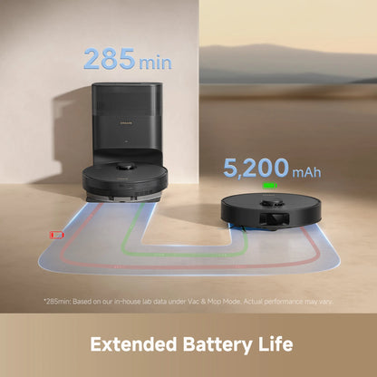 Refurbished Dreame GoVac 300 Robot Vacuum and Mop, 13000Pa Suction, Pet Hair Capets Friendly, Self-Emptying with 5L Dust Bag, LDS Mapping, App & Voice Control, Black