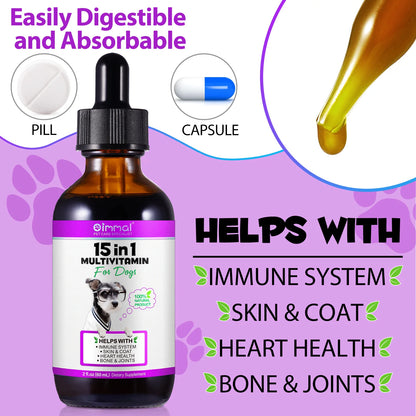15 in 1 Multivitamin for Dog Helps with Immune System Skin & Coat Health Heart Health Support Bone & Joints Dogs Enjoy The Taste