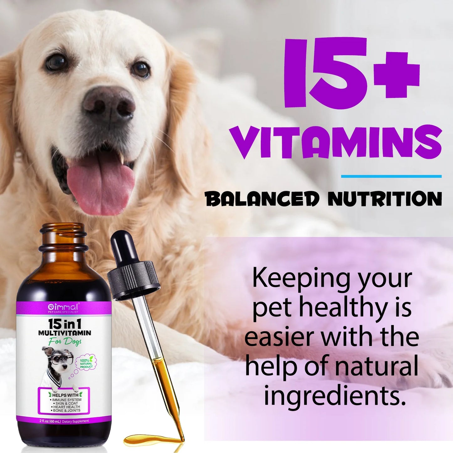 15 in 1 Multivitamin for Dog Helps with Immune System Skin & Coat Health Heart Health Support Bone & Joints Dogs Enjoy The Taste