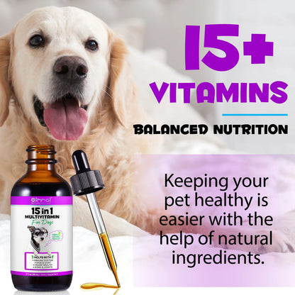 15 in 1 Multivitamin for Dog Helps with Immune System Skin & Coat Health Heart Health Support Bone & Joints Dogs Enjoy The Taste