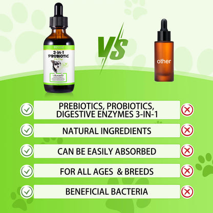 3-in-1 Probiotics Pre & Probiotics with Enzymes for All Dogs Maintain Gut Immunity Support Digestive Provide Beneficial Bacteria