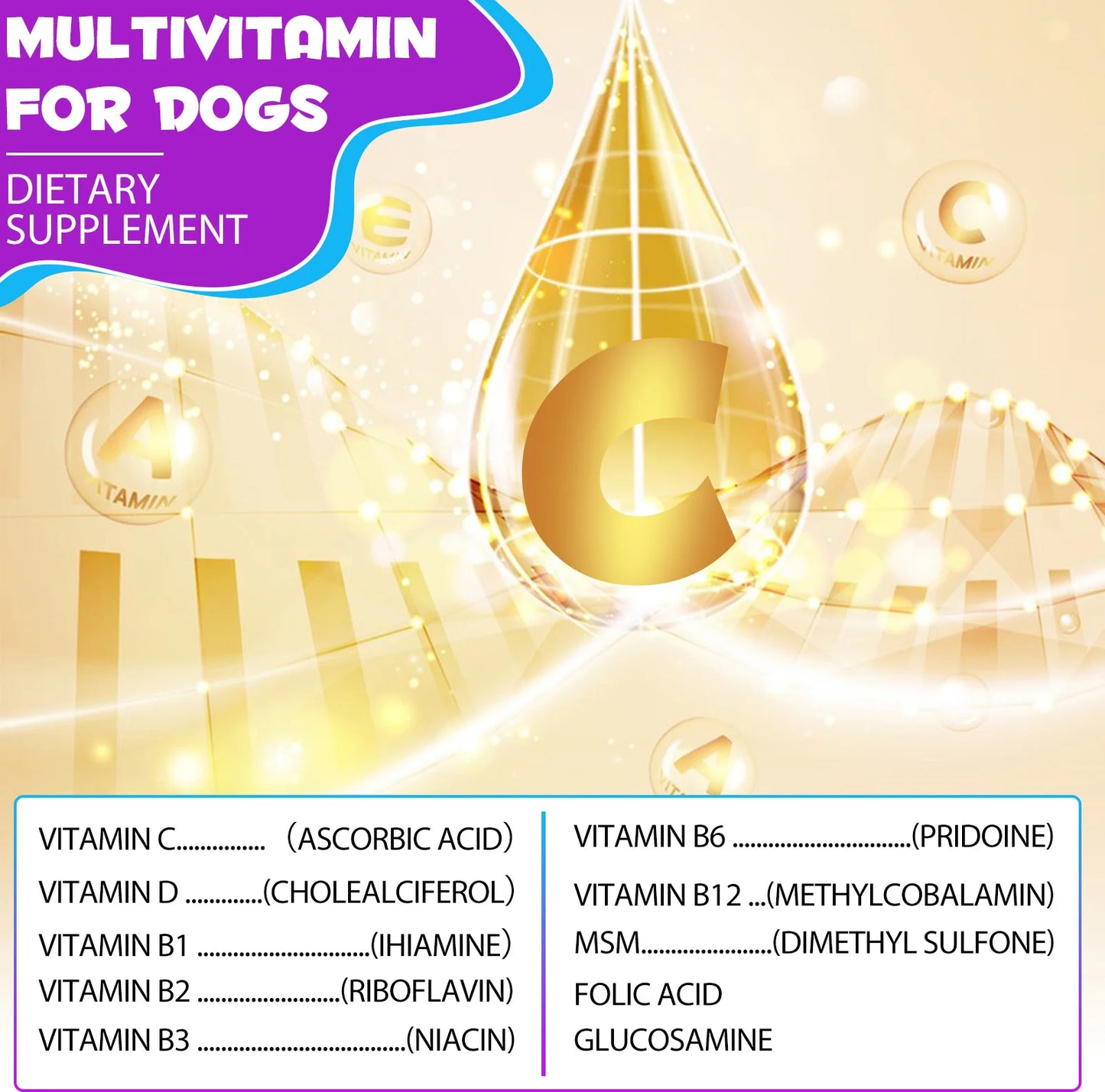15 in 1 Multivitamin for Dog Helps with Immune System Skin & Coat Health Heart Health Support Bone & Joints Dogs Enjoy The Taste