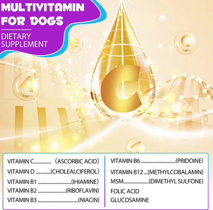 15 in 1 Multivitamin for Dog Helps with Immune System Skin & Coat Health Heart Health Support Bone & Joints Dogs Enjoy The Taste