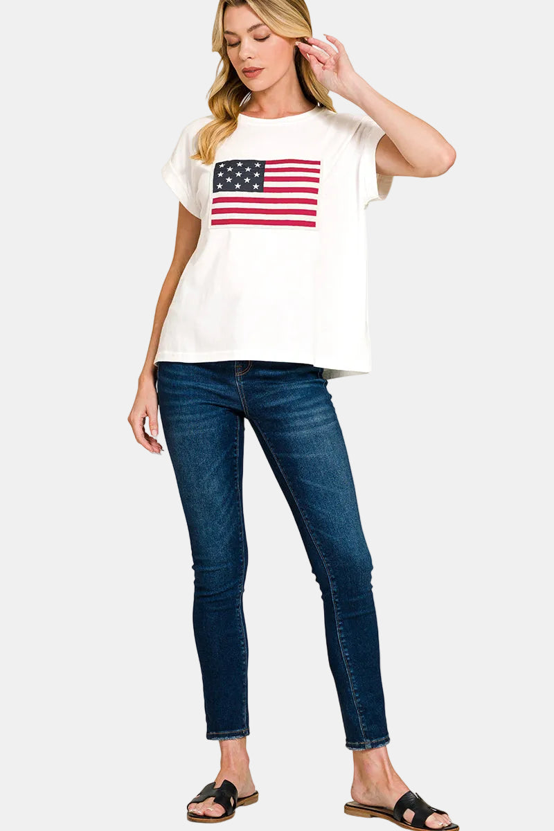 American Flag Tee / H GREY