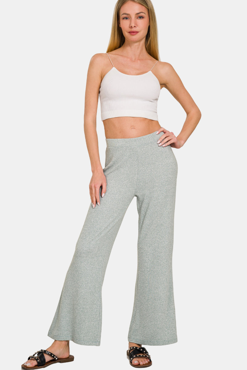 Soft Elastic Waisted Flare Pants / BROWN