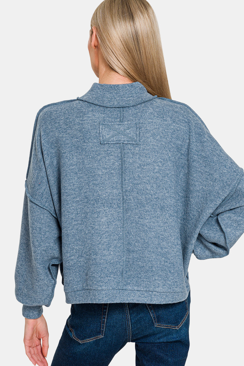 Brushed Melange Hacci Sweater / OCEAN BLUE
