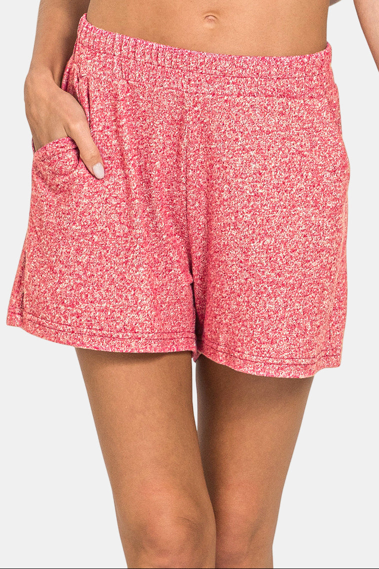 Soft Melange Long Sleeve Tee & Shorts Set / ASH MOCHA