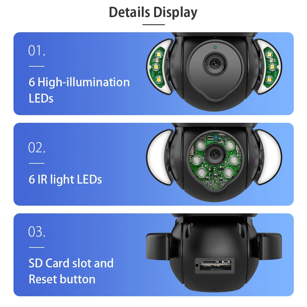 INQMEGA 5MP Wifi TUYA CAMERA Smart Cloud PTZ IP Camera with Night Vision WIFI Outdoor Foodlight Video Surveillance Cam for Yard