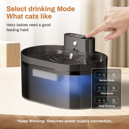 2.2L Smart Cat Water Fountain, 120° Motion Sensor, Type-C, 2600mAh Battery, Ultra-Quiet 25dB, BPA-Free, 1-Week Auto Watering - Bdba PK