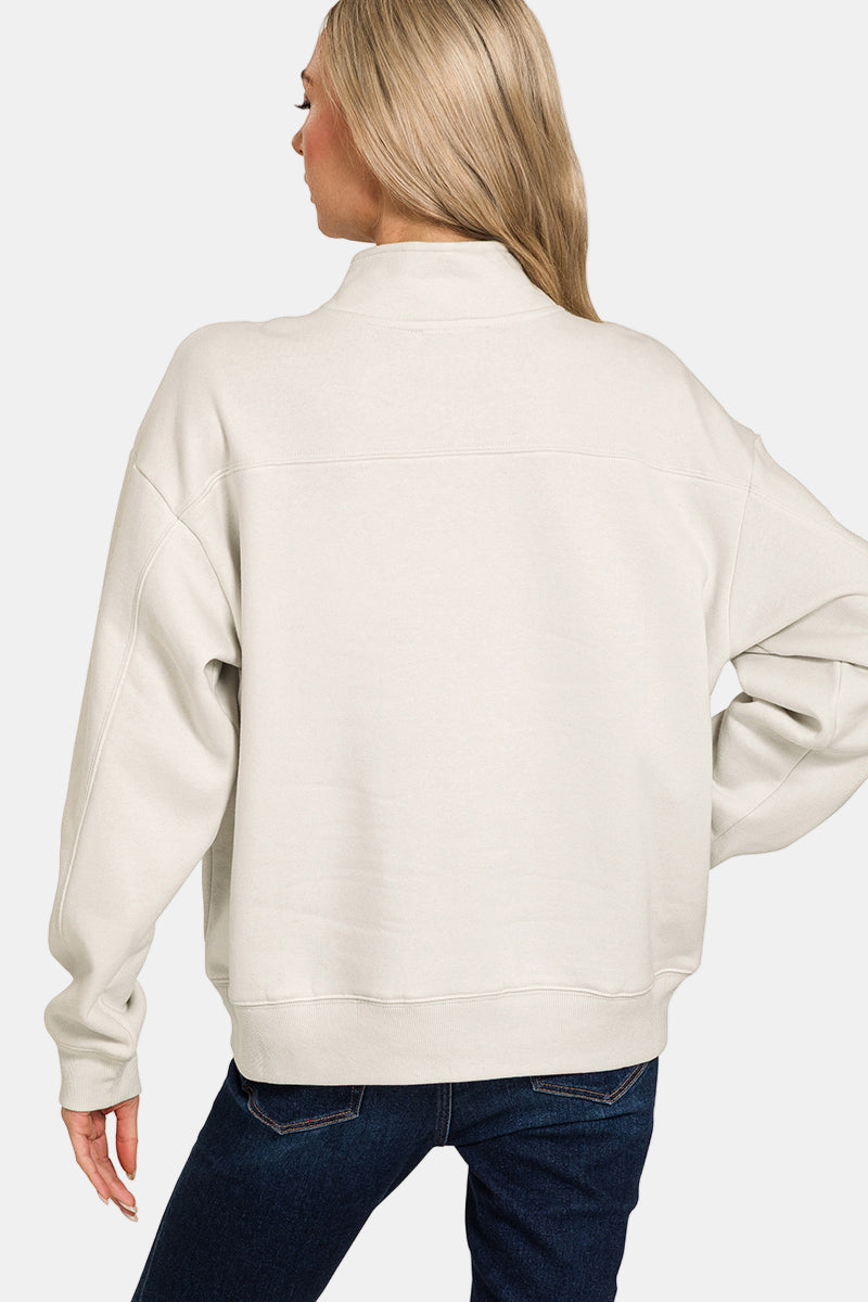 Fleece Half Zip Sweatshirt / R H GREY