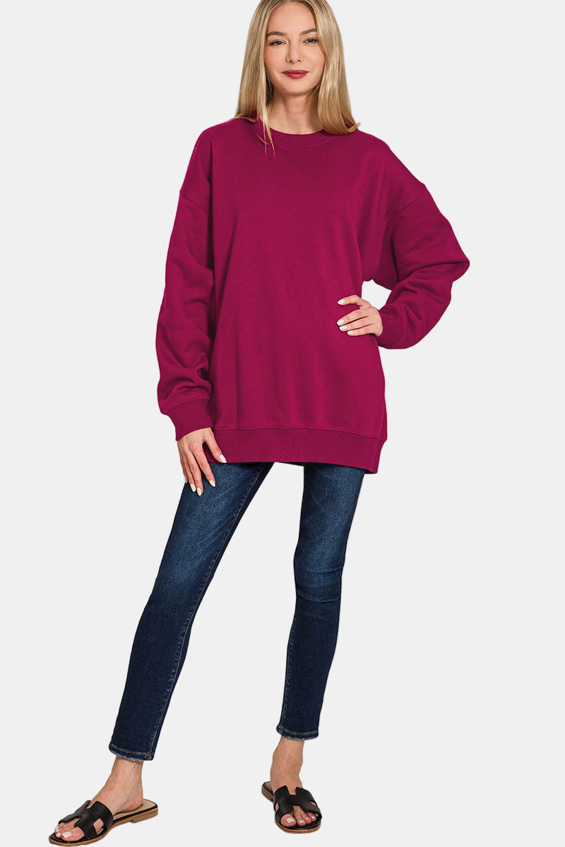 Fleece Tunic Sweatshirt / DK GREEN