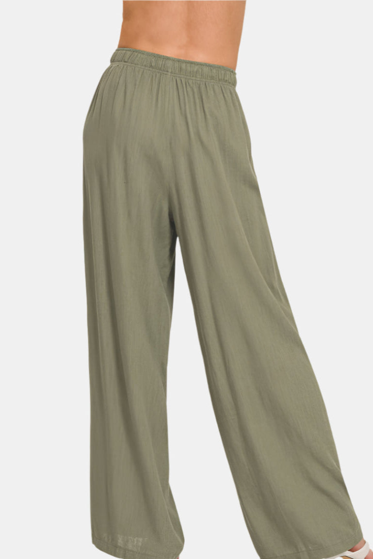Linen Drawstring Pants / BLUE GREY