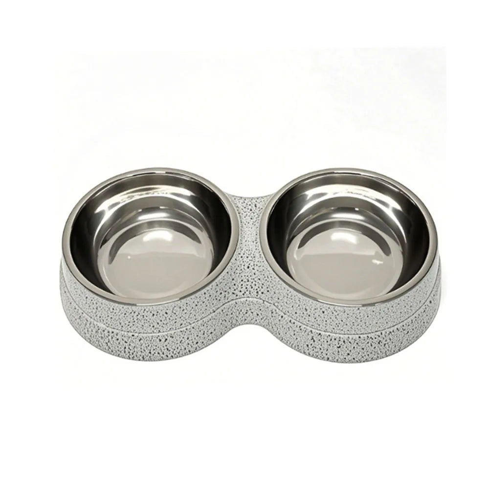 Pet Cat & Dog Dual Bowl - 2-in-1 Food & Water Bowl for Medium Cats, Puppies, Pet Feeding Supplies - Bdba PK