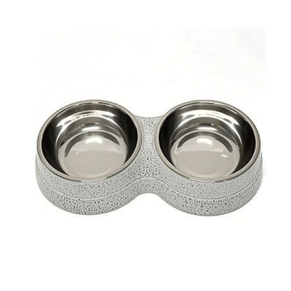 Pet Cat & Dog Dual Bowl - 2-in-1 Food & Water Bowl for Medium Cats, Puppies, Pet Feeding Supplies - Bdba PK