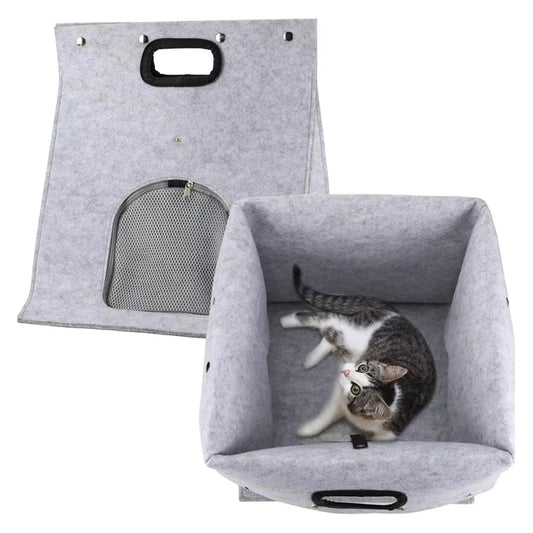 Eco-Friendly Felt Cat Bed House – Breathable Collapsible Nest & Portable Outdoor Carrier (9 Colours) - Bdba PK