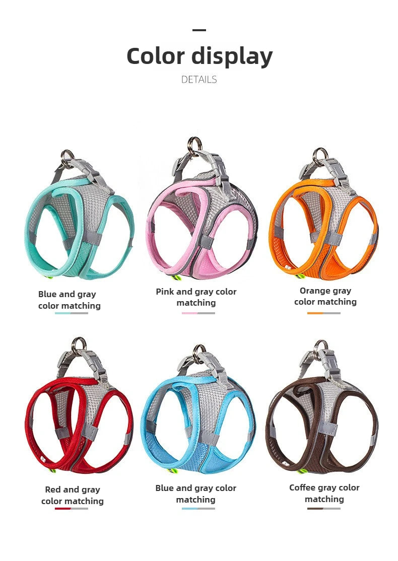 Pet Things Cat Accessories Cute Adjustable Cat Collar and Leash Set for Walking Safe Reflective Soft Comfortable Vest - Bdba PK