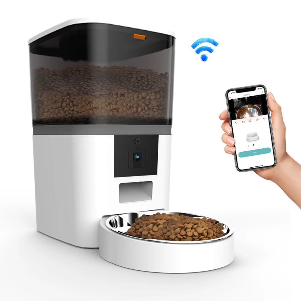 4L With HD Camera Automatic Pet Feeder Cat And Dog Food Automatic Dispenser Suitable For Two Pet Cat And Dog Feeding Remote Feed - Bdba PK