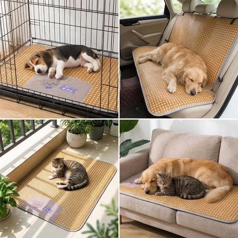 Pet Cooling Mat for Dogs Cats, Breathable Moisture-Proof Summer Cool Mat, Non-Slip Seasonal Nest, Portable Pet Dog Bed for Crate