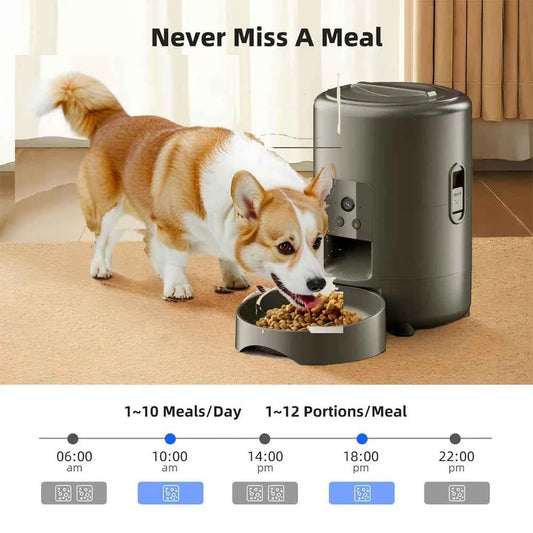 Smart Button WIFI APP And Video For Pets, Automatic Feeder For Cats and Dogs Bowl, Timed Operation, 2L Pet Feeder
