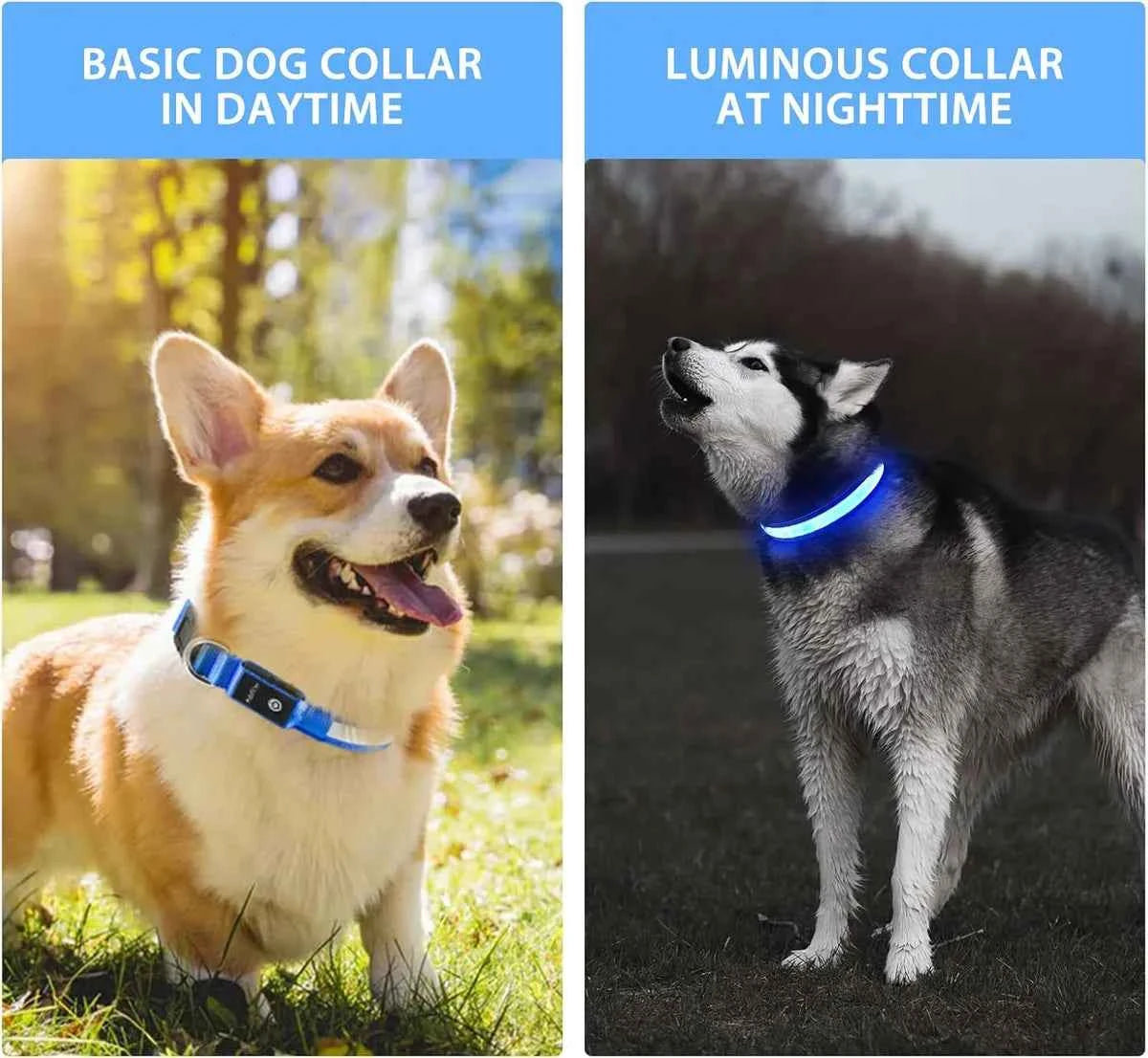 USB LED Dog Collar Lights - Adjustable Comfortable Soft Mesh Safety Collar Dogs, Colorful Lights for Nighttime Visibility