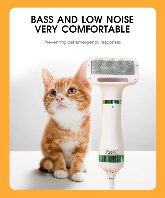 2-in-1 Pet Hair Dryer Grooming Tool: Portable Dog Blower, Detachable Comb, Low Noise, Lightweight, All-Season for Small to Large