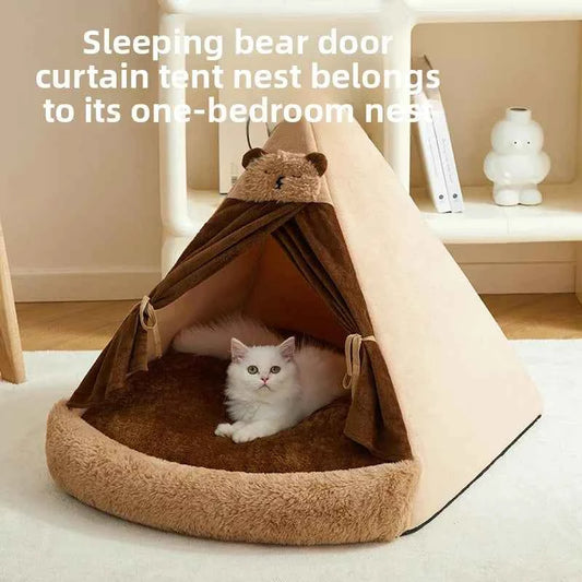 All Season Semi Enclosed Cat Dog Pet House Warm Winter Tent Shelter Wholesale Cat House Cat Accessories Cat's Nest Keeps Warm