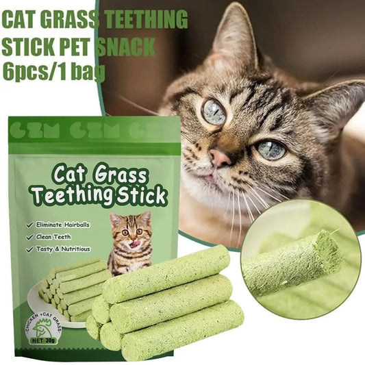 Cat Grass Teeth Grinding Stick – Natural Hairball Removal, Molar & Digestive Aid Snack (30g) - Bdba PK