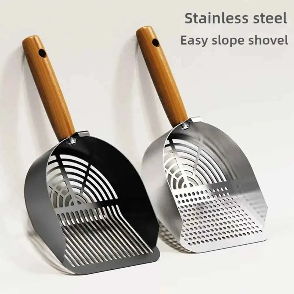 Steel Cat Litter Scoop Long Handle Pet Waste Shovel Cleaning Tool for Tofu Sand Litter Box Cats Supplies