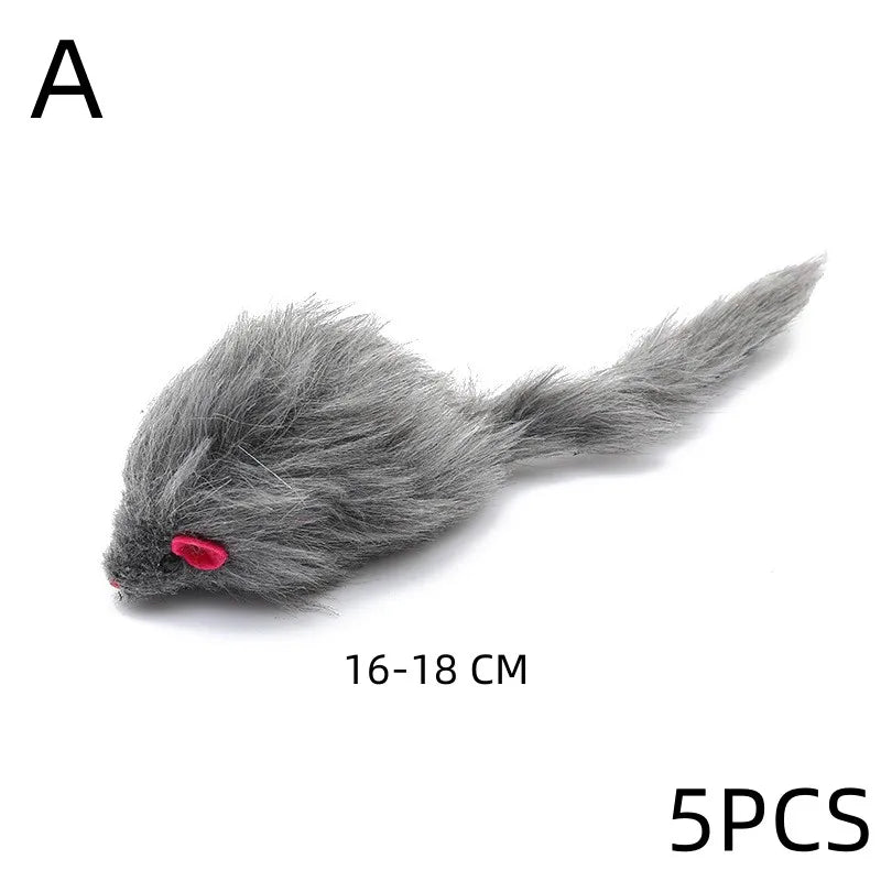 5-Piece Plush Simulation Mouse Cat Toy Set – Colourful Interactive Teasing Toys for Cats & Kittens - Bdba PK