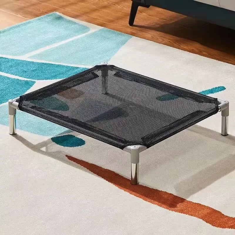 Stainless Steel Pet Cot Elevated Dog Bed - All Season Military Style Removable Washable Moisture Proof for Small Dogs Cats
