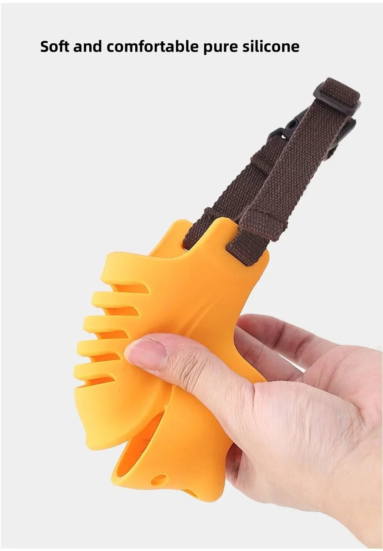 Pet Dog Pure Silicone Muzzle Anti-barking and Anti-bite Rhino-shaped Muzzle Medium and Small Sized Dogs Mouth Blocking Tool