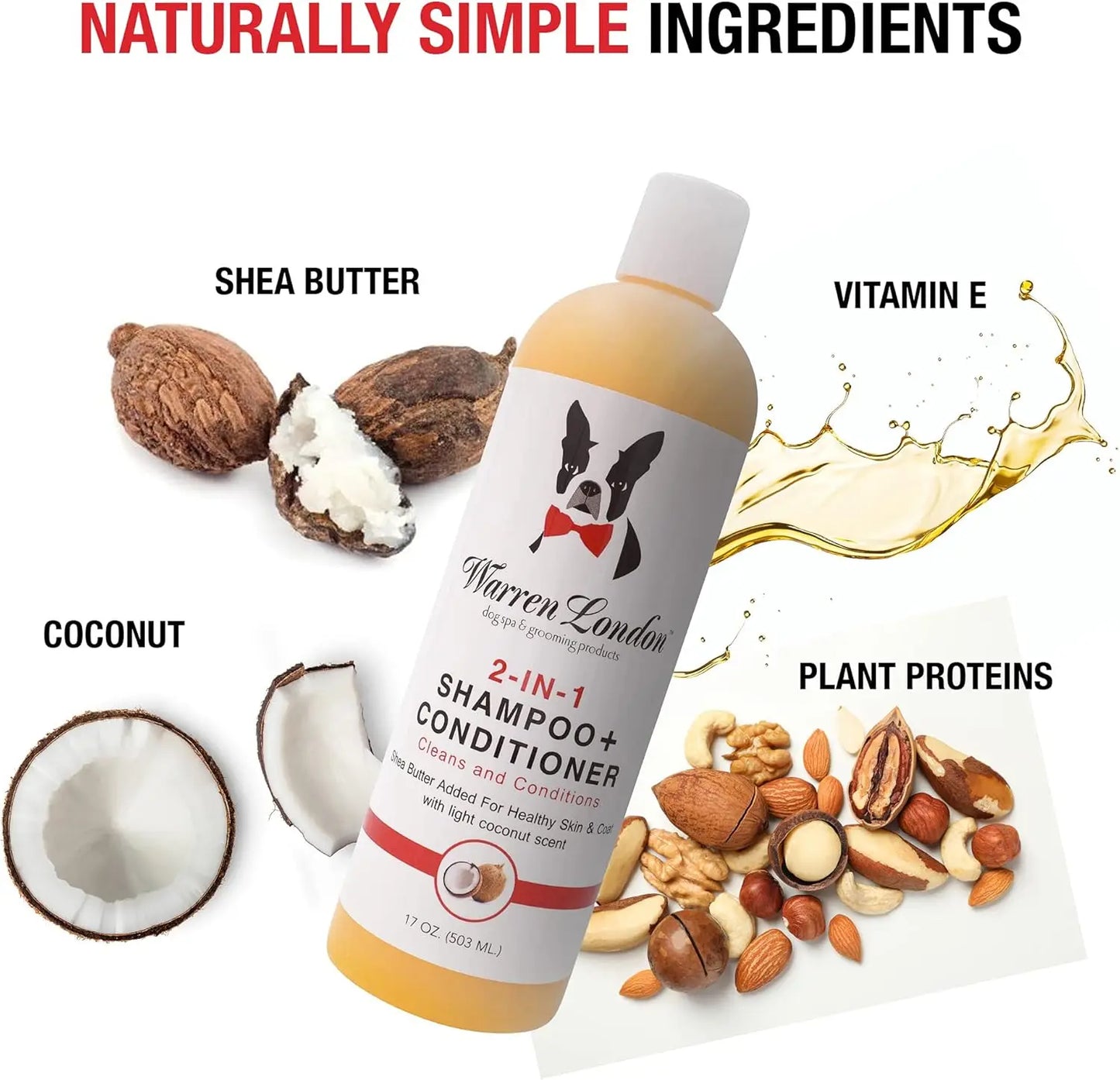 2-in-1 Pet Shampoo & Conditioner for Dogs & Cats | Soothes Dry Itchy Skin | Dandruff Control | 17oz | Made in USA - Bdba PK