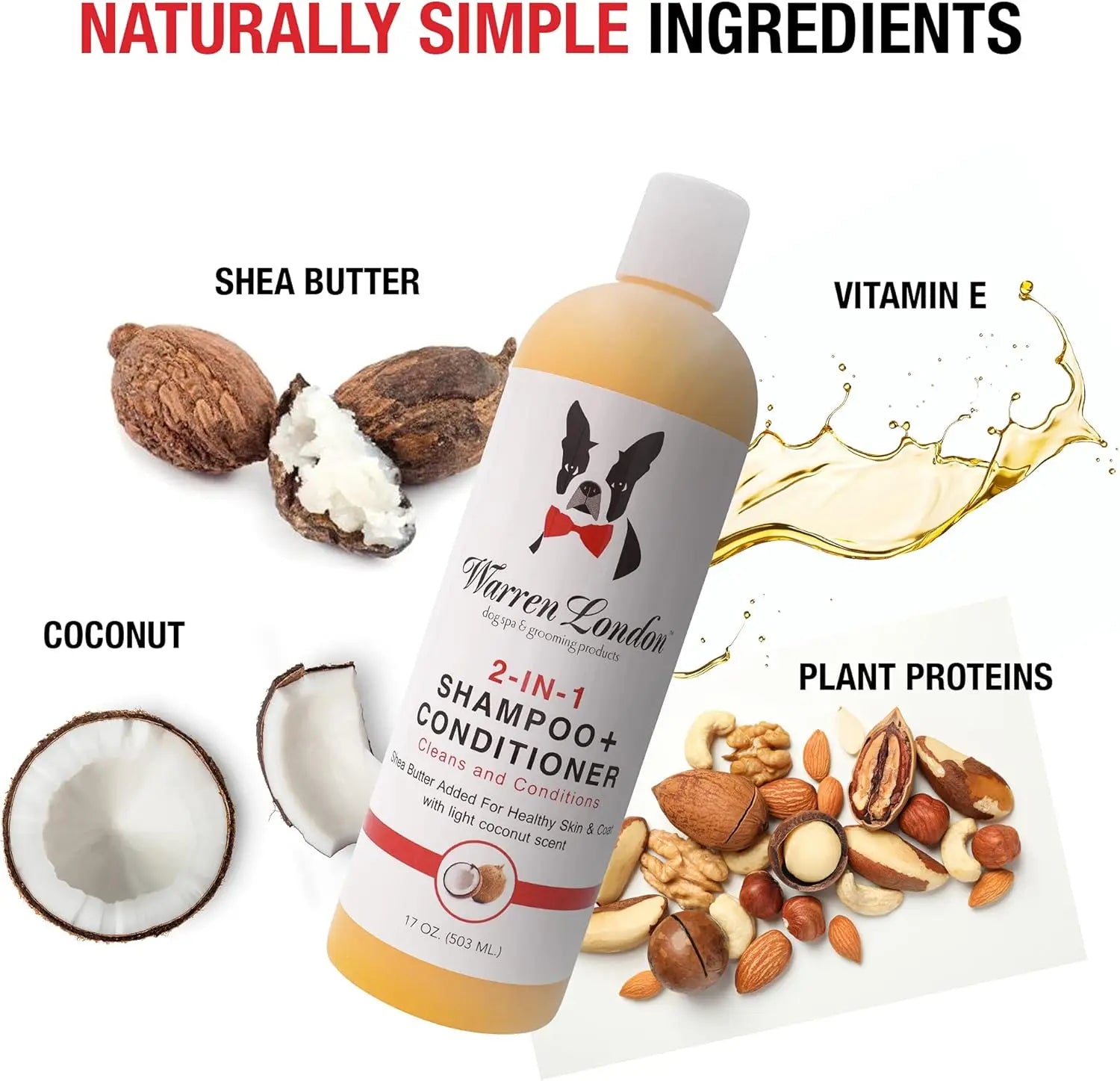 2-in-1 Pet Shampoo & Conditioner for Dogs & Cats | Soothes Dry Itchy Skin | Dandruff Control | 17oz | Made in USA - Bdba PK