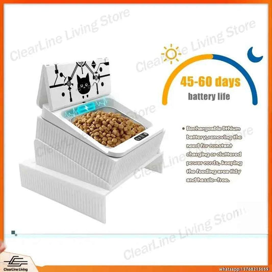 Smart Microchip Cat Feeder with Infrared Sensor Automatic Opening Sealed Pet Bowl Cervical Design for Desk Use Dog Food