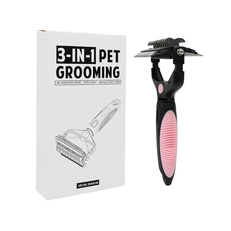 3 In 1 Pet Deshedding Brush Dog Hair Remover Pet Fur Knot Cutter Puppy Cat Comb Brushes Dogs Grooming Shedding Supplies
