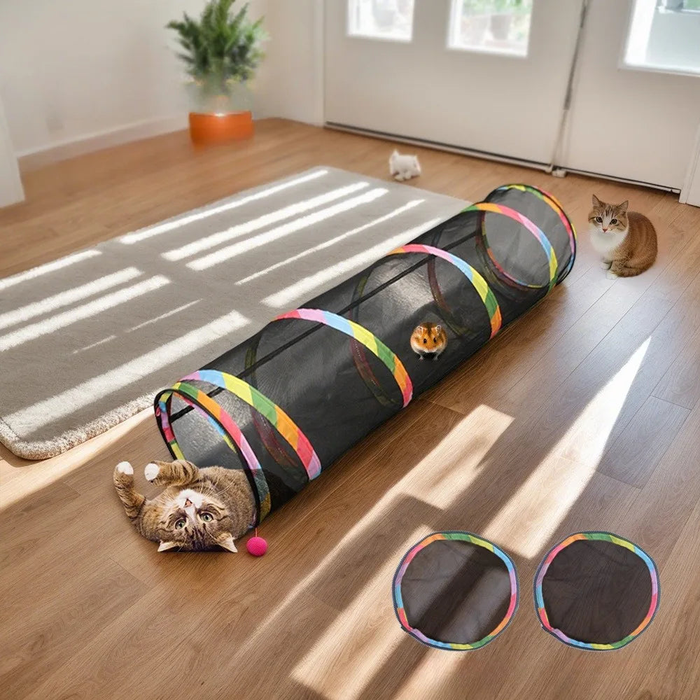 Foldable Cat Tunnel with Mesh Breathable Pet Play Tunnel for Kittens Cat Play House Dog Summer Outdoor Entertainment Cubes