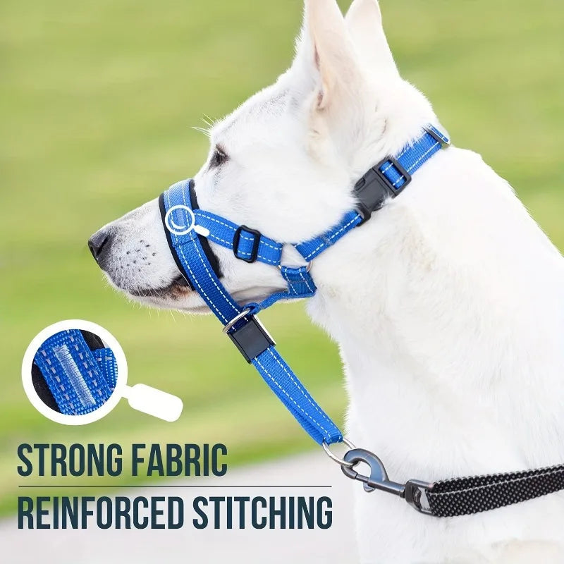 2-Pack Adjustable Nylon Dog Muzzles with Reinforced Stitching–Leader Halter with Safety Strap for Training and Pull-Free Walks - Bdba PK