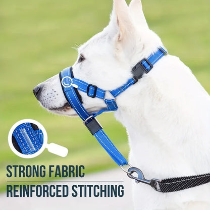 2-Pack Adjustable Nylon Dog Muzzles with Reinforced Stitching–Leader Halter with Safety Strap for Training and Pull-Free Walks - Bdba PK