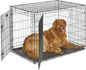 42-Inch Two-Door Folding Dog Crate with Divider, Leak-Proof Tray & Secure Latches – Metal Wire Kennel for Large Breeds – Portabl