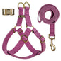 Free Personalized Dog Harness Leash Set PU Leather Dogs Harness Engraved ID Buckle Necklace for Small Medium Large Dogs Pitbull