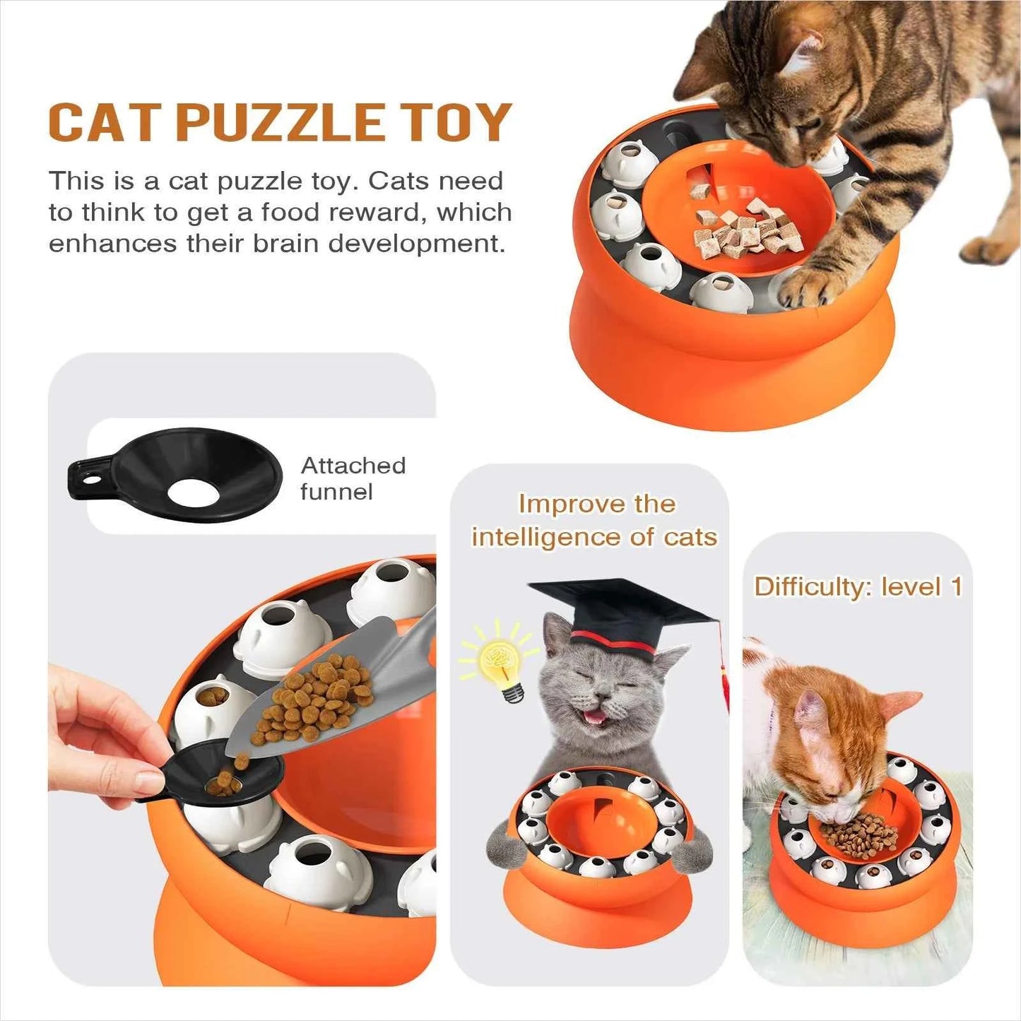 Cat Puzzle Feeder Slow Feeder Cat Bowl Interactive Indoor Pet Toy for Aid Pets Digestion Mental Stimulation