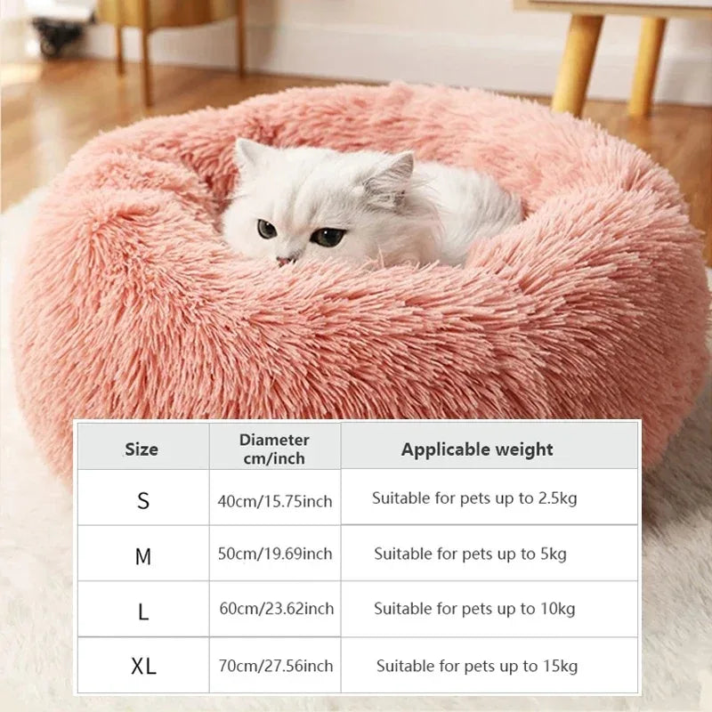 Super Soft Round Plush Pet Nest – Detachable Washable Winter Bed for Dogs & Cats (40–70cm) - Bdba PK