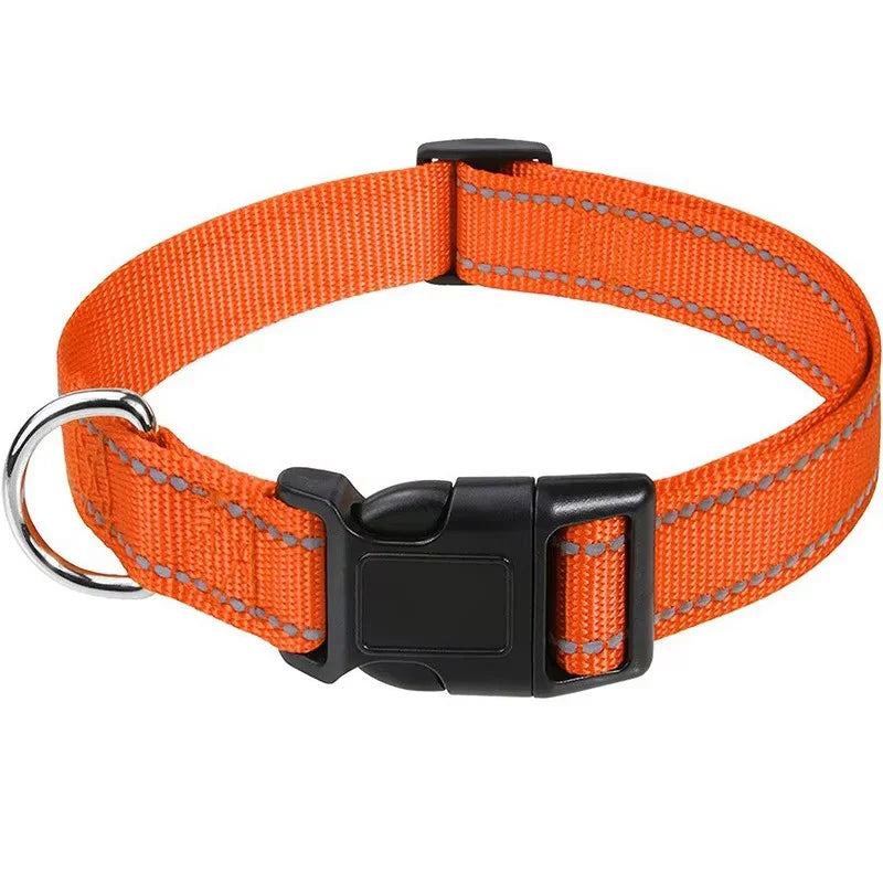 Reflective Dog Collar Strap With Adjustable Safety Nylon Pet Collar Pet Traction Rope Suitable For Small And Medium-Sized Pets