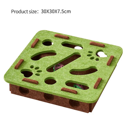 Interactive Cat Puzzle Toy – Felt Maze Box with Tunnel & Bell Ball for Indoor Cat Enrichment - Bdba PK