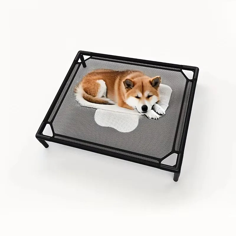 Cooling Elevated Dog Bed - Raised Dog Cot Fits, Pet Cot with Durable Supportive Mesh, Indoor & Outdoor, Black, Small Pet Bed