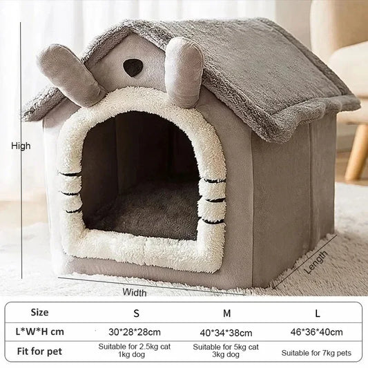 Indoor Warm Dog House Tent – Four-Season Soft Pet Bed with Removable Washable Cushion for Small Dogs & Cats - Bdba PK